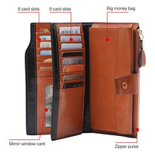 Load image into Gallery viewer, 8236 Antimagnetic RFID Multi-function Oil Wax Leather Lady Wallet Large-capacity Purse