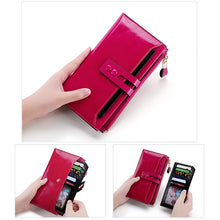 Load image into Gallery viewer, 8239 Antimagnetic RFID Multi-function Leather Lady Wallet Large-capacity Purse with Detachable Card Holder (Rose Purple)