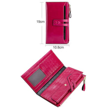 Load image into Gallery viewer, 8239 Antimagnetic RFID Multi-function Leather Lady Wallet Large-capacity Purse with Detachable Card Holder (Rose Purple)