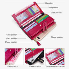 Load image into Gallery viewer, 8239 Antimagnetic RFID Multi-function Leather Lady Wallet Large-capacity Purse with Detachable Card Holder (Rose Purple)