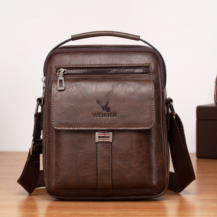 WEIXIER 8683 Large Capacity Retro PU Leather Men Business Handbag Crossbody Bag, WEIXIER 8683