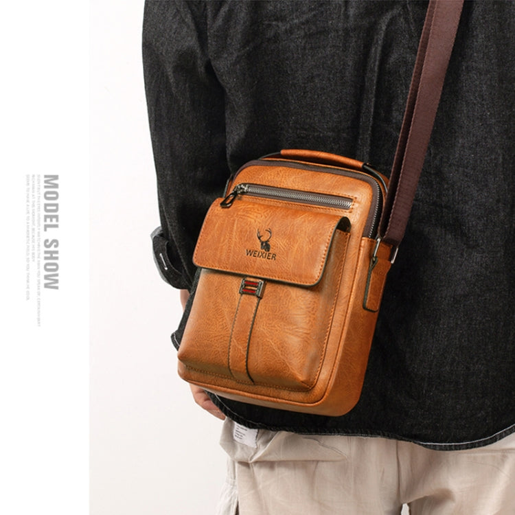 WEIXIER 8683 Large Capacity Retro PU Leather Men Business Handbag Crossbody Bag, WEIXIER 8683