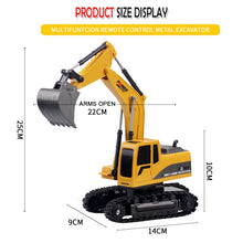 Load image into Gallery viewer, 258-1 6 Channel 2.4G 1/24RC Remote-controlled Engineering Metal Excavator Charging RC Car, Metal