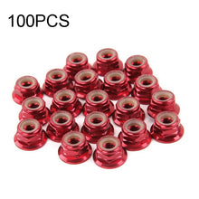 Load image into Gallery viewer, 100 PCS iFlight M5 CW 6061 Aluminum Motor Screw Nuts Nylon Insert Self Lock Flange Nut for RC FPV Racing Drone Motor, M5 CW 6061(Black), M5 CW 6061(Red)