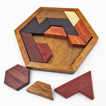 Load image into Gallery viewer, Children Wooden Toys Hexagon Puzzle Geometric Abnormity Shape Puzzle Tangram