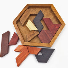 Load image into Gallery viewer, Children Wooden Toys Hexagon Puzzle Geometric Abnormity Shape Puzzle Tangram