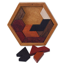 Load image into Gallery viewer, Children Wooden Toys Hexagon Puzzle Geometric Abnormity Shape Puzzle Tangram