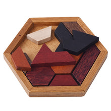 Load image into Gallery viewer, Children Wooden Toys Hexagon Puzzle Geometric Abnormity Shape Puzzle Tangram