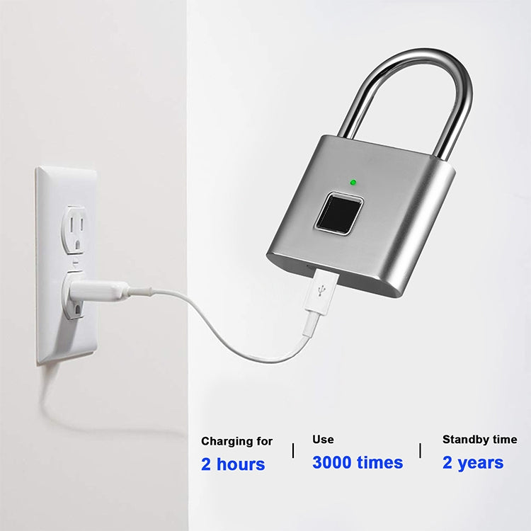 Stainless Steel Automatic Intelligent Fingerprint Padlock Electronic Lock, 10 Fingerprint Edition