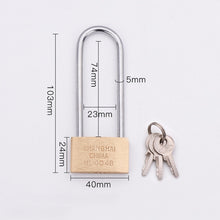 Load image into Gallery viewer, Copper Padlock Small Lock, Style: Long Lock Beam, 40mm Not Open, Long, 40mm Not Open