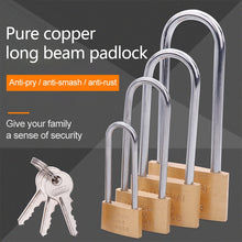 Load image into Gallery viewer, Copper Padlock Small Lock, Style: Long Lock Beam, 40mm Open, Long, 40mm Open