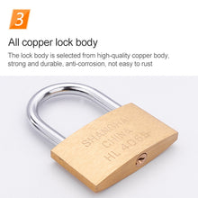 Load image into Gallery viewer, Copper Padlock Small Lock, Style: Long Lock Beam, 50mm Not Open, Long, 50mm Not Open