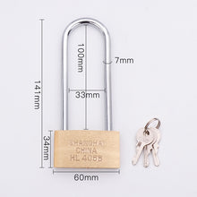 Load image into Gallery viewer, Copper Padlock Small Lock, Style: Long Lock Beam, 60mm Not Open, Long, 60mm Not Open