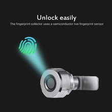 Load image into Gallery viewer, T22F Micro USB Charging Zinc Alloy Smart Bilateral Open Fingerprint Drawer Lock File Cabinet Lock, Bilateral Open Fingerprint