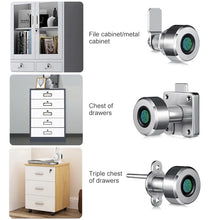 Load image into Gallery viewer, T23FB Micro USB Charging Zinc Alloy Smart Fingerprint + Bluetooth Triple Linkage Open Drawer Lock File Cabinet Lock, Triple Linkage Open Fingerprint + Bluetooth