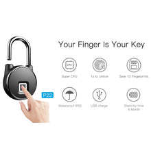 Load image into Gallery viewer, P22 Intelligent Waterproof Anti-theft Fingerprint Security Door Padlock, P22