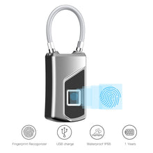 Load image into Gallery viewer, Anytek USB Charging Waterproof Anti-theft Non-password Electrically Intelligent Fingerprint Padlock Size:3.2cm × 3.5cm × 9cm, Anytek USB Charging Padlock