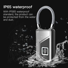 Load image into Gallery viewer, Anytek USB Charging Waterproof Anti-theft Non-password Electrically Intelligent Fingerprint Padlock Size:3.2cm × 3.5cm × 9cm, Anytek USB Charging Padlock