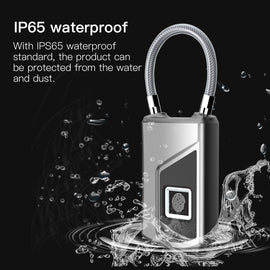 Anytek USB Charging Waterproof Anti-theft Non-password Electrically Intelligent Fingerprint Padlock Size:3.2cm × 3.5cm × 9cm, Anytek USB Charging Padlock