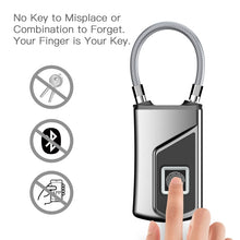 Load image into Gallery viewer, Anytek USB Charging Waterproof Anti-theft Non-password Electrically Intelligent Fingerprint Padlock Size:3.2cm × 3.5cm × 9cm, Anytek USB Charging Padlock