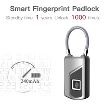 Load image into Gallery viewer, Anytek USB Charging Waterproof Anti-theft Non-password Electrically Intelligent Fingerprint Padlock Size:3.2cm × 3.5cm × 9cm, Anytek USB Charging Padlock