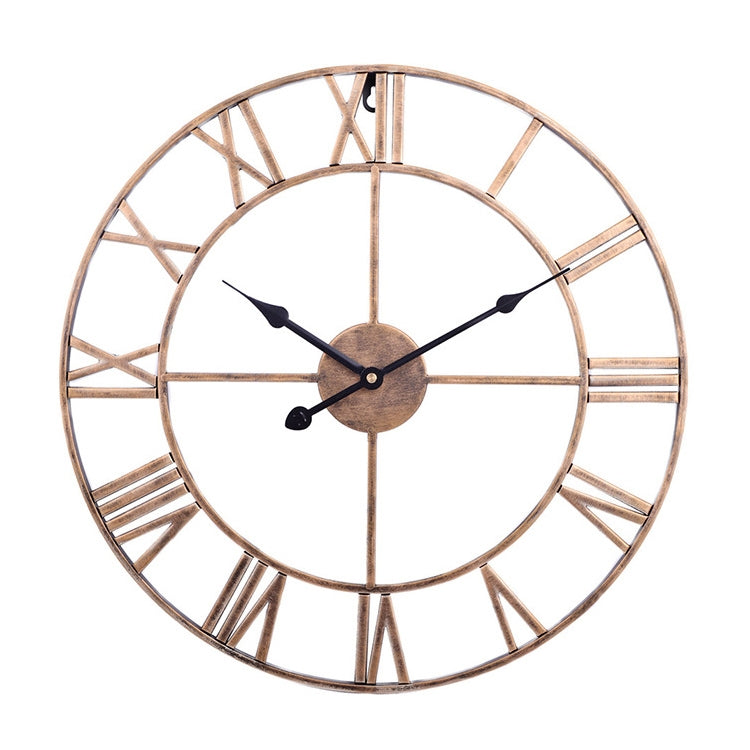 45cm Retro Living Room Iron Round Roman Numeral Mute Decorative Wall Clock, 45cm