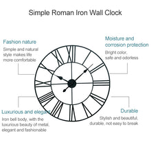 Load image into Gallery viewer, 45cm Retro Living Room Iron Round Roman Numeral Mute Decorative Wall Clock, 45cm