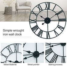Load image into Gallery viewer, 45cm Retro Living Room Iron Round Roman Numeral Mute Decorative Wall Clock, 45cm