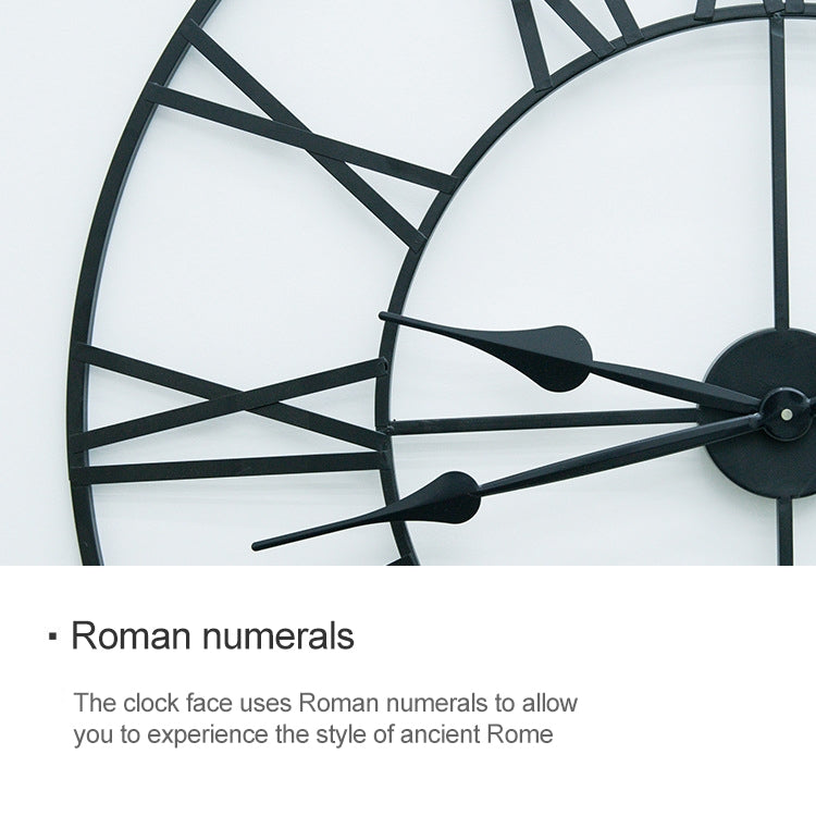 45cm Retro Living Room Iron Round Roman Numeral Mute Decorative Wall Clock, 45cm