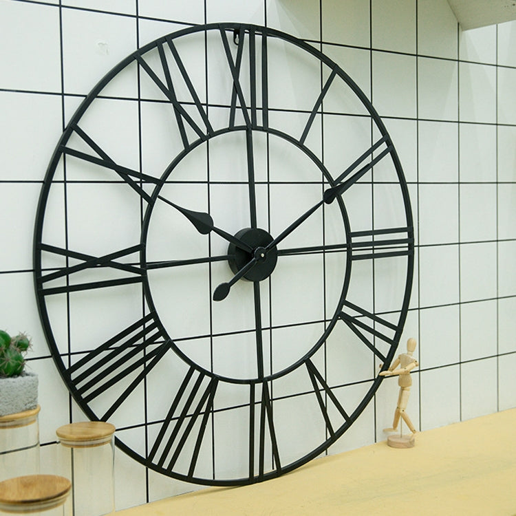 45cm Retro Living Room Iron Round Roman Numeral Mute Decorative Wall Clock, 45cm