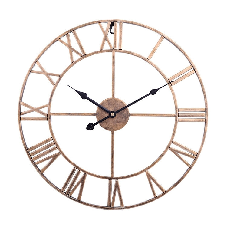 45cm Retro Living Room Iron Round Roman Numeral Mute Decorative Wall Clock, 45cm