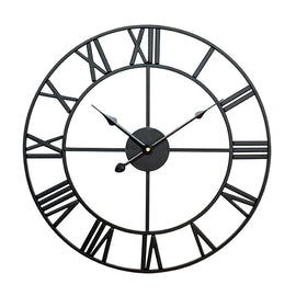60cm Retro Living Room Iron Round Roman Numeral Mute Decorative Wall Clock (White), 50cm