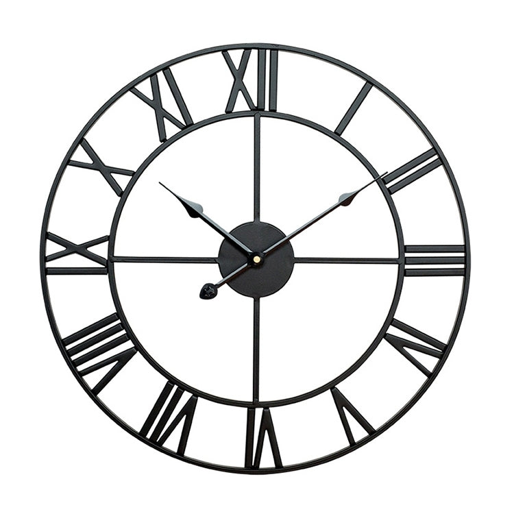 60cm Retro Living Room Iron Round Roman Numeral Mute Decorative Wall Clock (White), 50cm