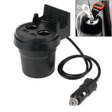 Load image into Gallery viewer, 5V 1A+2.4A Two USB Ports &amp; Two Car Cigarette Lighter Socket Car Charger with Holder Function, 5V 1A+2.4A