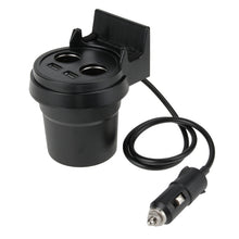 Load image into Gallery viewer, 5V 1A+2.4A Two USB Ports &amp; Two Car Cigarette Lighter Socket Car Charger with Holder Function, 5V 1A+2.4A