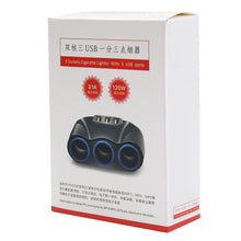 Load image into Gallery viewer, 12-24V 3.1A 3 USB Ports &amp; 3 Car Cigarette Lighter Sockets Car Charger, 12-24V 3.1A  With 23 USB