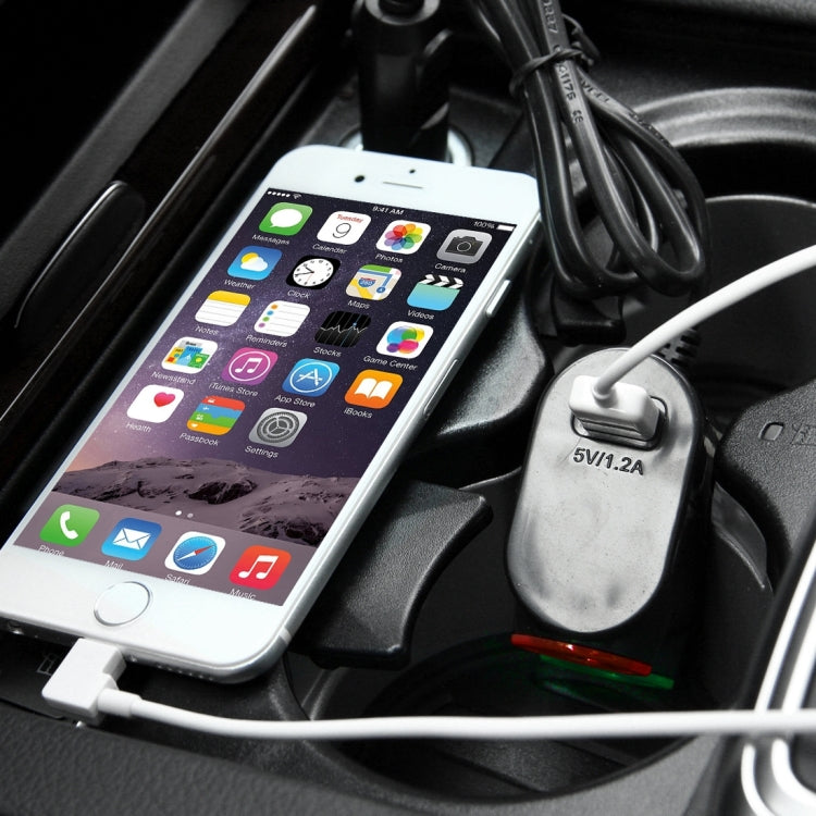 Olesson Streamlined Design 1.2A USB Car Cigarette Lighter Socket Car Charger with Color LED Light, 1631