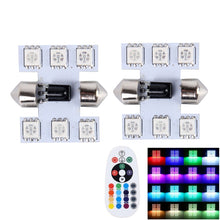 Load image into Gallery viewer, 2 PCS Colorful 31MM Bicuspid Remote Control Car Dome Lamp LED Reading Light with 6 LED Lights, 31MM  6 LED Lights