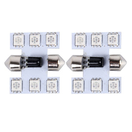 2 PCS Colorful 31MM Bicuspid Remote Control Car Dome Lamp LED Reading Light with 6 LED Lights, 31MM  6 LED Lights