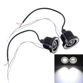 2 PCS 2.5 inch DC12-24V 10W 900LM 6500K Car Angel Eyes Fog Lamp Foglight, Cable Length: 20cm(White Light + White Light), 2.5 inch 10W 900LM/6500K  White+White
