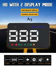 Load image into Gallery viewer, Geyiren A5 HUD 3.5 inch Car Head Up Display with GPS System, Two Mode Display, Light Sensors, KM/h MPH Speed, Compass, Speed Alarm, A5(Black), A5 (Green Light)