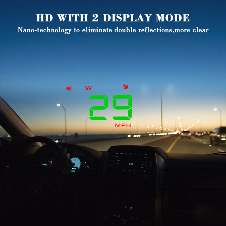 Geyiren A5 HUD 3.5 inch Car Head Up Display with GPS System, Two Mode Display, Light Sensors, KM/h MPH Speed, Compass, Speed Alarm, A5 (Green Light), A5(Black)