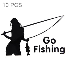 Load image into Gallery viewer, 10 PCS Beauty Go Fishing Styling Reflective Car Sticker, Size: 14cm x 8.5cm, Fishing Styling 2