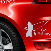 Load image into Gallery viewer, 10 PCS Beauty Go Fishing Styling Reflective Car Sticker, Size: 14cm x 8.5cm, Fishing Styling 2