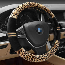Load image into Gallery viewer, Leopard Grain Steering Wheel Cover, Adaptation Steering Wheel Diameter: 37-38 cm, 37-38cm Beige, 37-38cm Coffee, 37-38cm Magenta, 37-38cm Black