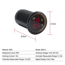 Load image into Gallery viewer, B3613  IP67 Waterproof Car Modification 4.5-30V Voltmeter + Ammeter, B3613