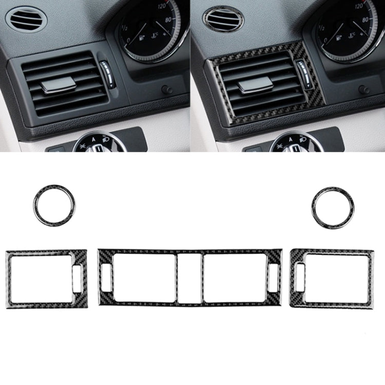 Car Carbon Fiber Air Outlet Ring + Intermediate Air Outlet + Side Air Outlet Panel Decorative Sticker for Mercedes-Benz W204 2007-2010, Air Outlet