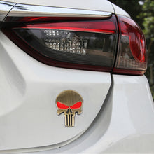 Load image into Gallery viewer, Gold Skull with Red Eyes Metal Car Sticker, Horrify Skull