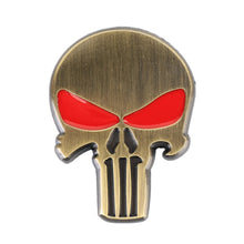 Load image into Gallery viewer, Gold Skull with Red Eyes Metal Car Sticker, Horrify Skull