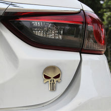 Load image into Gallery viewer, Gold Skull with Red Eyes Metal Car Sticker, Horrify Skull